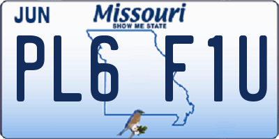 MO license plate PL6F1U