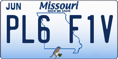 MO license plate PL6F1V