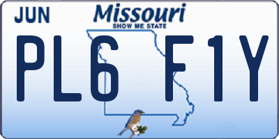 MO license plate PL6F1Y