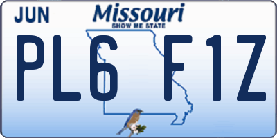 MO license plate PL6F1Z