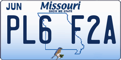 MO license plate PL6F2A