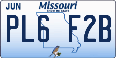 MO license plate PL6F2B