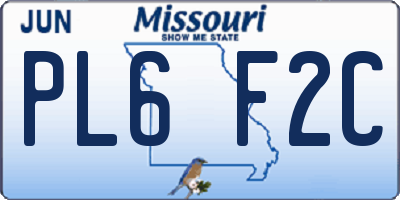 MO license plate PL6F2C
