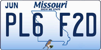 MO license plate PL6F2D