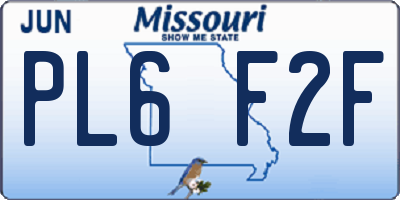 MO license plate PL6F2F