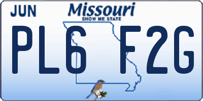 MO license plate PL6F2G