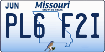 MO license plate PL6F2I