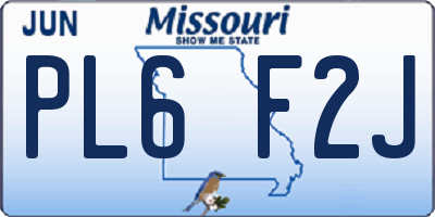 MO license plate PL6F2J