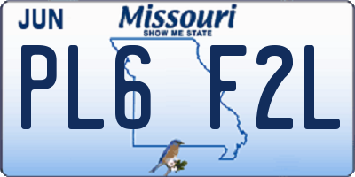 MO license plate PL6F2L