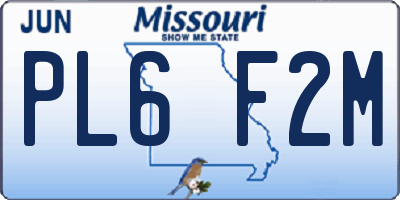 MO license plate PL6F2M