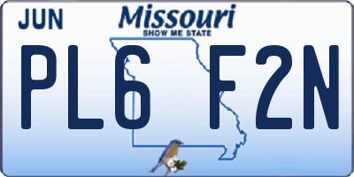 MO license plate PL6F2N