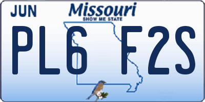 MO license plate PL6F2S