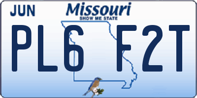MO license plate PL6F2T