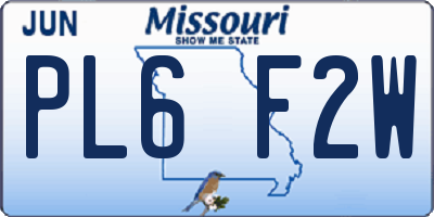 MO license plate PL6F2W