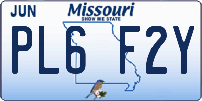 MO license plate PL6F2Y