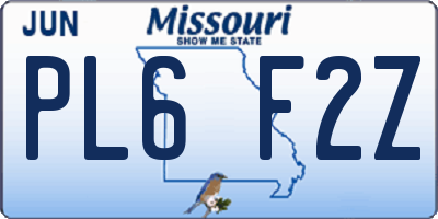 MO license plate PL6F2Z