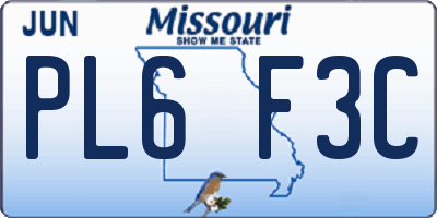 MO license plate PL6F3C