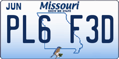 MO license plate PL6F3D