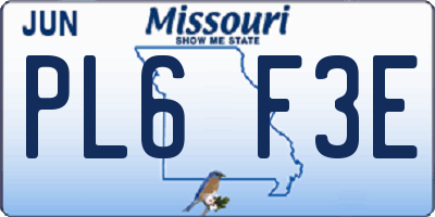 MO license plate PL6F3E