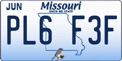 MO license plate PL6F3F