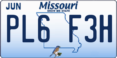 MO license plate PL6F3H