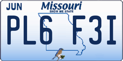 MO license plate PL6F3I
