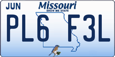 MO license plate PL6F3L