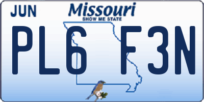 MO license plate PL6F3N