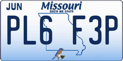 MO license plate PL6F3P