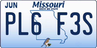 MO license plate PL6F3S