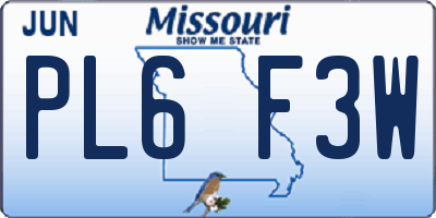 MO license plate PL6F3W