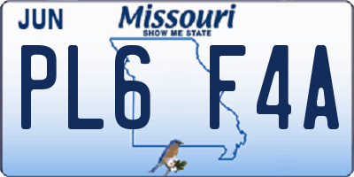 MO license plate PL6F4A