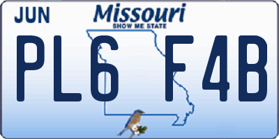 MO license plate PL6F4B