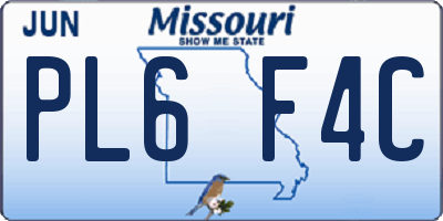 MO license plate PL6F4C