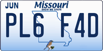 MO license plate PL6F4D