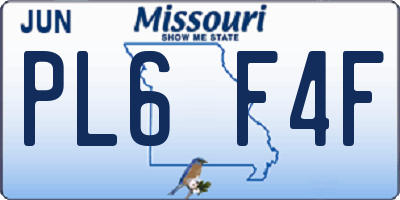 MO license plate PL6F4F