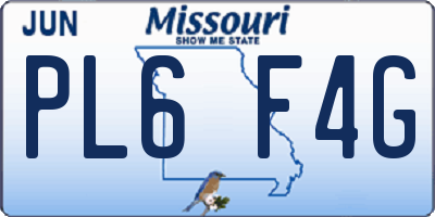 MO license plate PL6F4G
