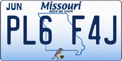 MO license plate PL6F4J