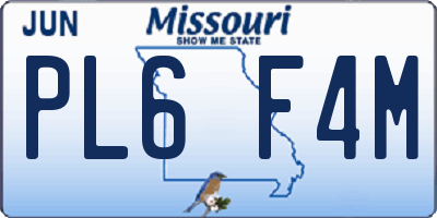 MO license plate PL6F4M