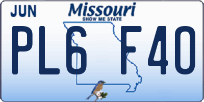 MO license plate PL6F4O