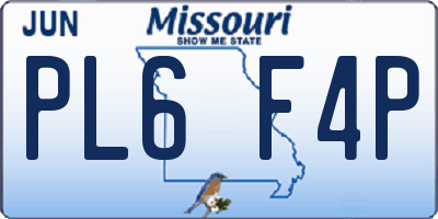 MO license plate PL6F4P