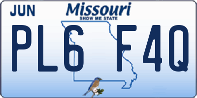 MO license plate PL6F4Q