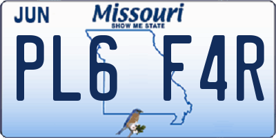 MO license plate PL6F4R