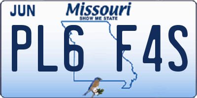 MO license plate PL6F4S