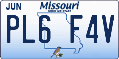 MO license plate PL6F4V