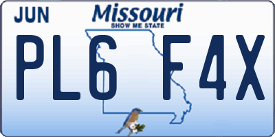 MO license plate PL6F4X