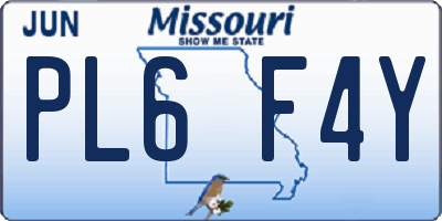 MO license plate PL6F4Y