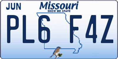MO license plate PL6F4Z