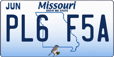 MO license plate PL6F5A