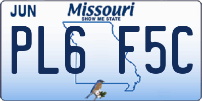 MO license plate PL6F5C